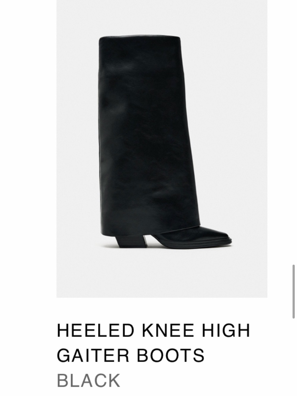 ZARA 6.5 Heeled Knee-High Gaiter Boots - Black